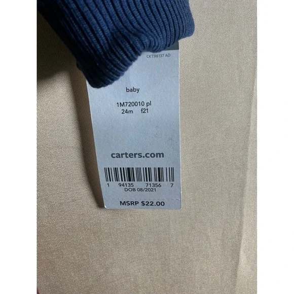 Carters Baby Boys Red Blue Buffalo Plaid Fleece Hooded Jumpsuit 24M 1M720010 - Picture 3 of 8